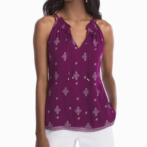 Whbm Embroidered She’ll Tank Top Sz S - Picture 1 of 5